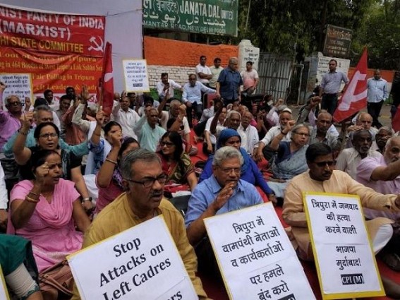 Protest at Delhi against Tripura, Bengali vote rigging : Re-poll for West Tripura, Peaceful environment for East Tripura in demand